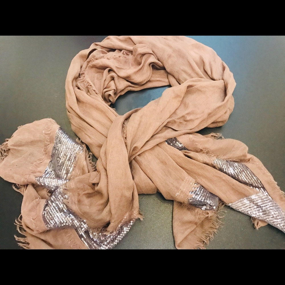 Sequin Khaki Scarf